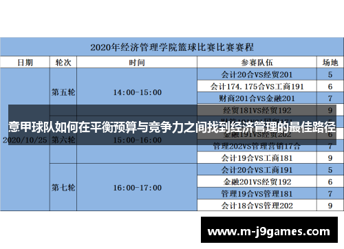 意甲球队如何在平衡预算与竞争力之间找到经济管理的最佳路径